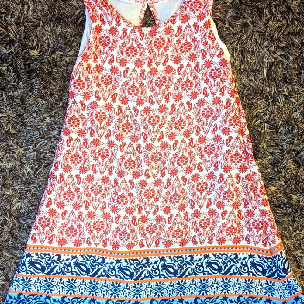 Red and white floral dress